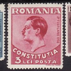 C2572 - Romania 1938 - Constitutia 3v.,serie completa,neuzata
