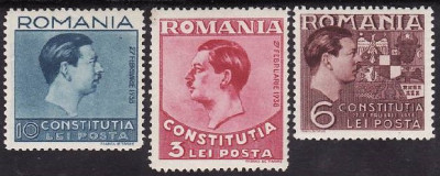C2572 - Romania 1938 - Constitutia 3v.,serie completa,neuzata foto