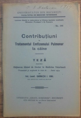 Tratamentul emfizemului pulmonar la caine/ 1934 foto
