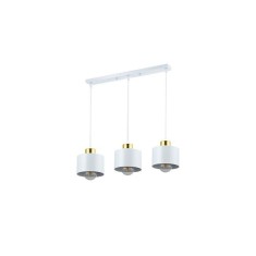 Lustra suspendata cu pendule, 3 becuri LED E27, baza 500 mm, alb auriu