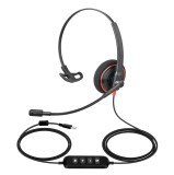 Casca Call Center cu fir CerCip QM X2-M, Functie anulare zgomot fundal ENC, Buton mute