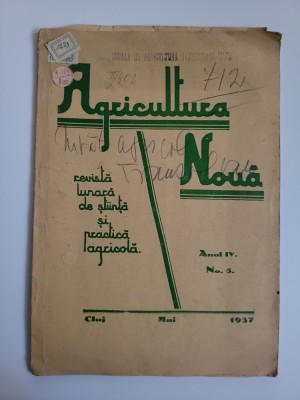 Agricultura Noua, Revista de stiinta si practica agricola, an 4, 5, 1937, Cluj foto