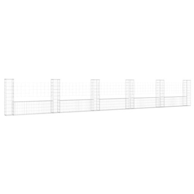 Cos gabion in forma de U cu 6 stalpi, 620x20x100 cm, fier foto