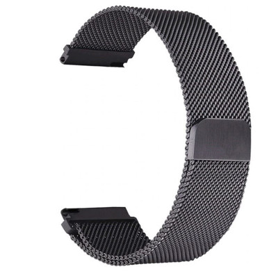 Curea metalica compatibila Honor Magic Watch 2 46mm, telescoape Quick Release, Milanese Loop, Negru foto