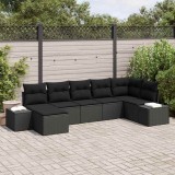vidaXL Set de canapele pentru grădină cu pernă 7 pcs Negru poliratan 3355822