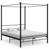 Cadru de pat cu baldachin, negru, 160x200 cm, metal GartenMobel Dekor, vidaXL