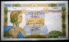 322 FRANTA WWII 500 FRANCS FRANCI 2.10.1941 SR. 770 foto