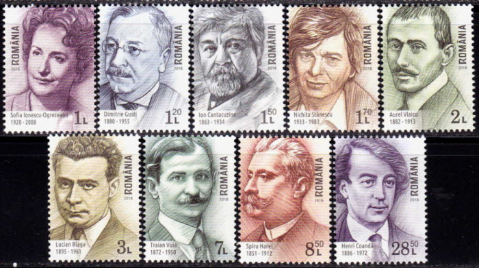 ✅RO 2018 LP 2198 ,&quot; Romani celebri I &quot;, serie ,MNH