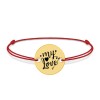 Lover - Bratara snur personalizata banut argint 925 placat cu aur galben 24K cu textul My Love