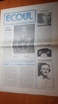 ziarul ecoul 2 martie 1990 anul 1,nr. 2-articol despre nadia comaneci foto
