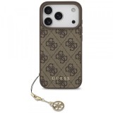 Husa MagSafe pentru Apple iPhone 17 Pro Max, Guess, 4G Charm Cradle, Maro