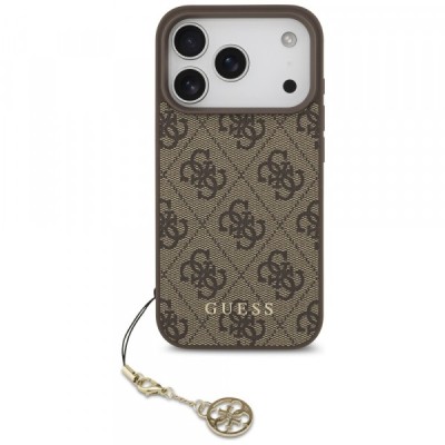 Husa MagSafe pentru Apple iPhone 17 Pro Max, Guess, 4G Charm Cradle, Maro foto