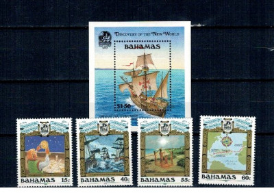 Bahamas 1991 - Descoperirea Americii, vapoare, serie+colita neuz foto