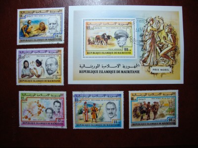 MAURITANIA SERIE SI BLOC PREMIUL NOBEL foto