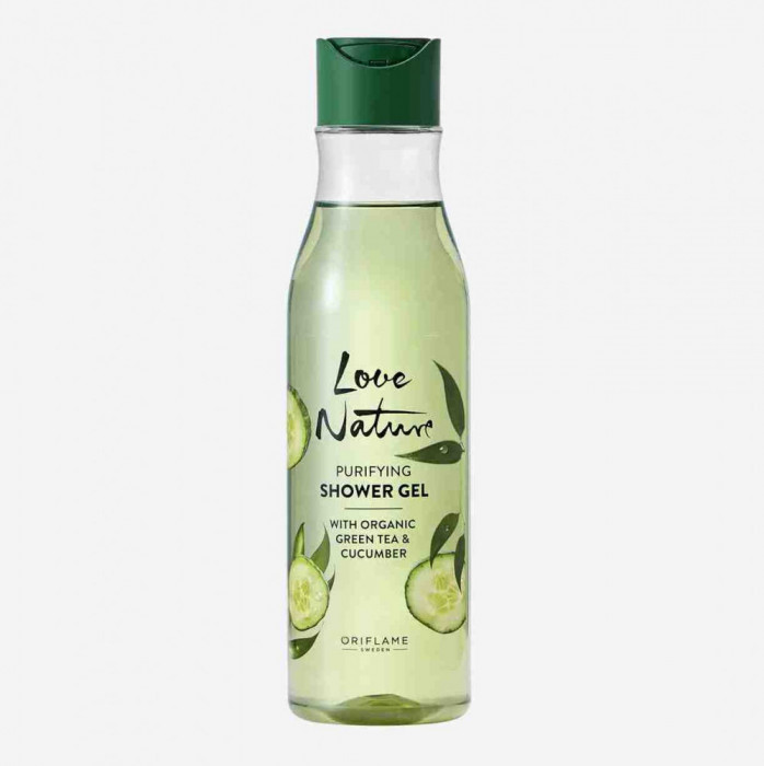 Gel de duş purificator cu ceai verde &amp; castravete organic Love Nature (Oriflame)