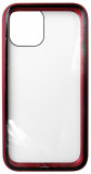 Husa Magneto rosie tip capac spate aluminiu cu magnet + spate sticla securizata pentru Apple iPhone 11 Pro