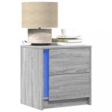 vidaXL Noptiere cu lumini LED, 2 buc., sonoma gri, lemn prelucrat