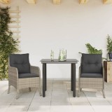 Set mobilier de gradina cu perne, 3 piese,gri deschis,poliratan GartenMobel Dekor, vidaXL