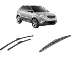 Set 3 stergatoare SSANGYONG KORANDO (CK) din 2010-2015, pentru parbriz si luneta fata si spate auto, Bosch Twin-Aerotwin Retrofit, din cauciuc silicon