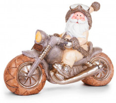 Decora?iune MagicHome Craciun, Mo? Craciun pe motocicleta, ceramica, 47x18,5x34 cm foto