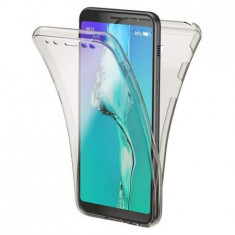 Husa Full TPU 360° (fata + spate) pentru Samsung Galaxy A8 2018 Gri Transparent