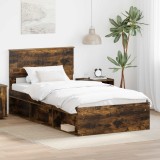 Cumpara ieftin Cadru de pat Stejar fumuriu 100 x 200 cm Lemn de pin masiv