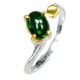 Inel bijuterie din argint 925 cu opal negru, reglabil