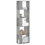 Gossi biblioteca cu 5 niveluri gri beton 45x23,5x162,5 cm lemn