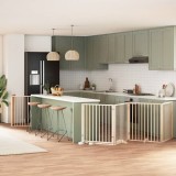 vidaXL Poartă de c&acirc;ini pliabilă cu ușă, 8 panouri, 640 cm, lemn plop