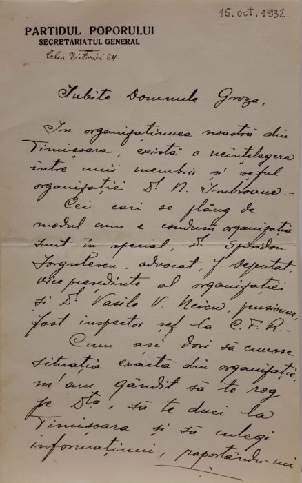 AUTOGRAF AVERESCU: Scrisoare autografă semnată din anul 1932
