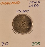 305 Thailand, Tailanda, 25 Satangs 2489, 1946, Y#70, excelenta