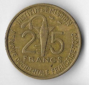 Moneda 25 francs 1957 - Togo foto