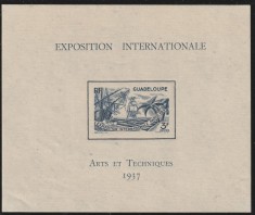 Guadeloupe Colonii franceze 1937 - Omnibuse , Expozitia Mondiala Paris , colita nedantelata , MNH , Mi.143
