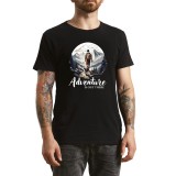 Tricou Barbati Calator prin lume, design minimalist, negru, marimea L