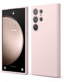 Huse silicon cu microfibra pentru Samsung Galaxy S24 Ultra Roz, Husa