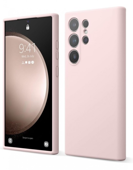Huse silicon cu microfibra pentru Samsung Galaxy S24 Ultra Roz