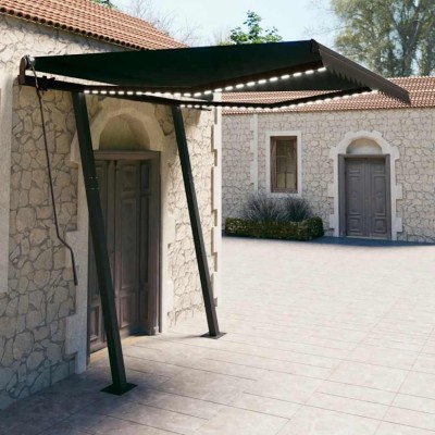 vidaXL Copertină retractabilă manual cu LED, antracit, 3,5x2,5 m foto