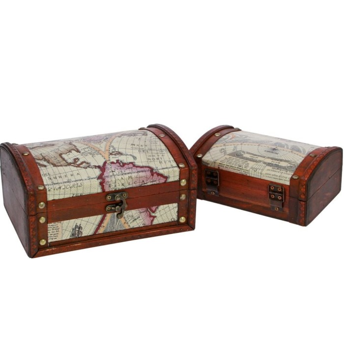 Cufar mare din lemn retro print pentru roci minerale bijuterii bratari pietre