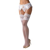 Ciorapi - Obsessive Ciorapi Albi Cu Dantela Frumoasa 810 Large-XLarge Atingere Senzuala Irezistibila