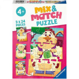 PUZZLE MIX&amp;MATCH PRIETENII DE LA FERMA, 3x24 PIESE, Ravensburger