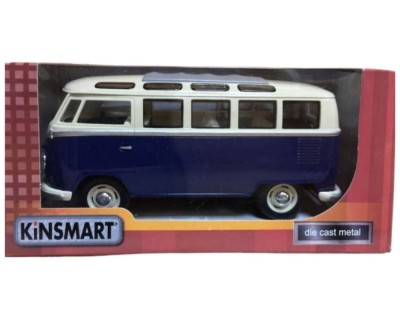 Macheta Volkswagen Transporter Samba bus 62 scara 1/24 albastru foto