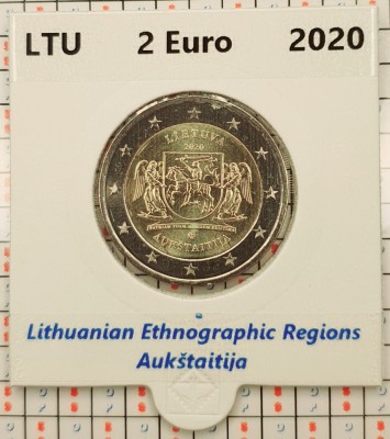 Lituania 2 euro 2020 - Auk&amp;scaron;taitija - UNC in cartonas personalizat - B114 foto