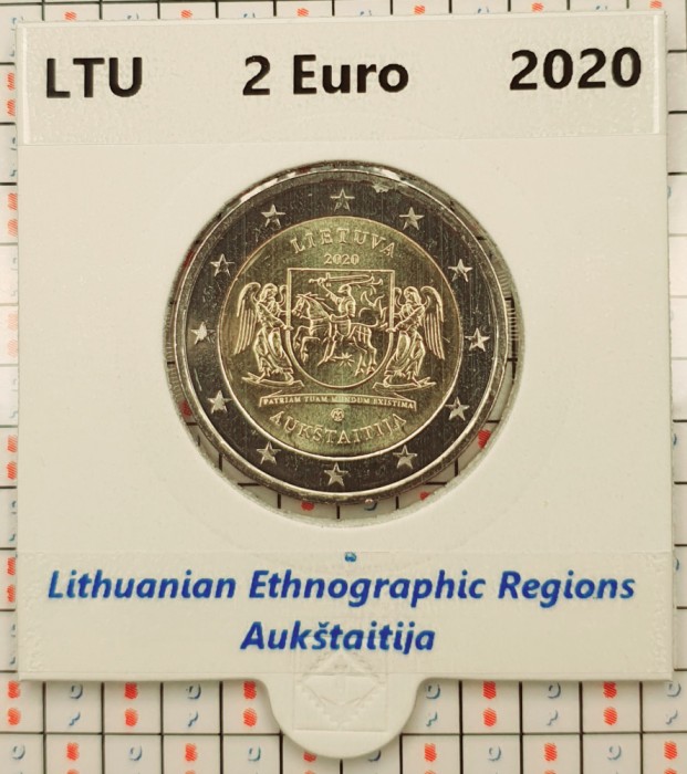 Lituania 2 euro 2020 - Auk&scaron;taitija - UNC in cartonas personalizat - B114