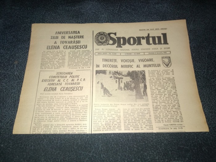 ZIARUL SPORTUL 8 IANUARIE 1983
