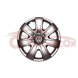 Set 4 Capace Roti VW R14 Argintii Model 224, Plastic Flexibil, Inele Fixare Incluse - Calitate Superioara, Design Atractiv