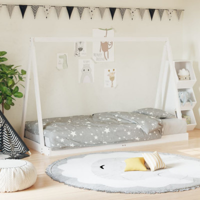 Cadru de pat pentru copii, alb, 90x190 cm, lemn masiv de pin GartenMobel Dekor foto