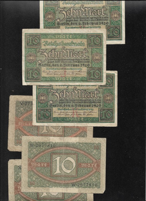 Germania 10 marci mark 1920 F-VF pret pe bucata