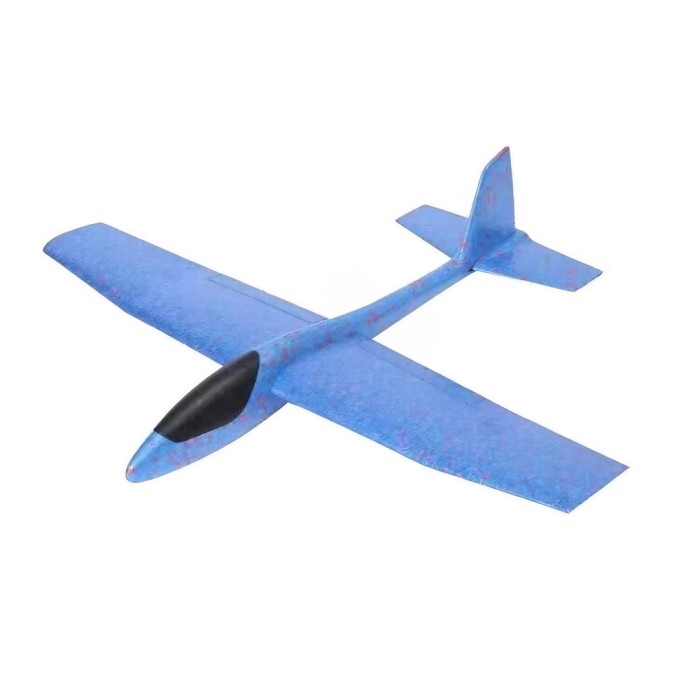 Avion planor flippy, din polistiren, lungime 84 cm , jucarie recreativa, cascadorii, albastru