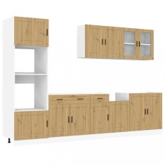 Set dulap de bucatarie 7 piese &amp;bdquo;Kalmar&amp;rdquo; stejar artizanal lemn foto