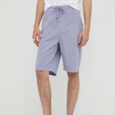 Lee pantaloni scurți din amestec de in Relaxed Drawstring S Misty Lilac barbati, culoarea violet